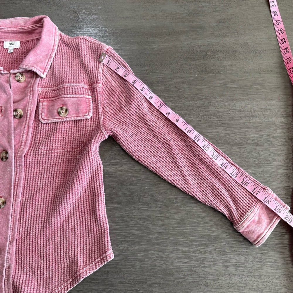 Buckle Faded Red Waffle Knit Jacket Shacket Button Up L S - Picture 10 of 10